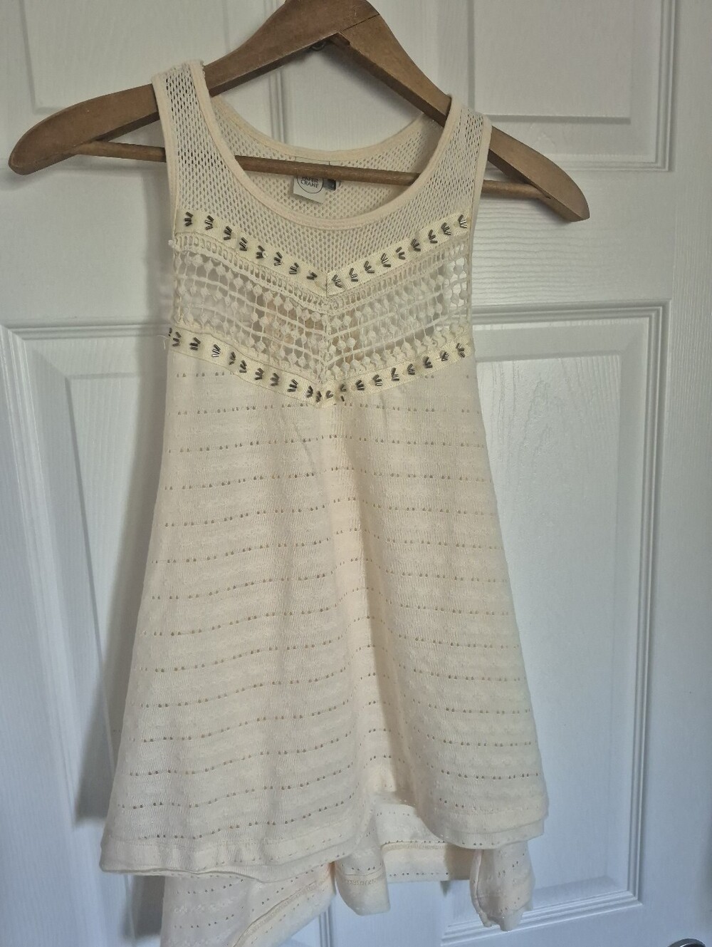 Paper Crane Cream Crochet-Detail Tank